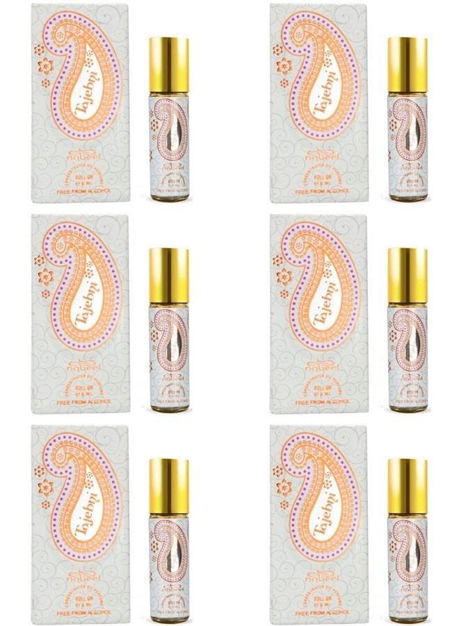 Nabeel 6 Pcs Nabeel Tajebni Alcohol-Free Roll-On Oil Perfume 6ML Long-Lasting Oriental Attar with Rich Oudh & Amber Notes - Image 1